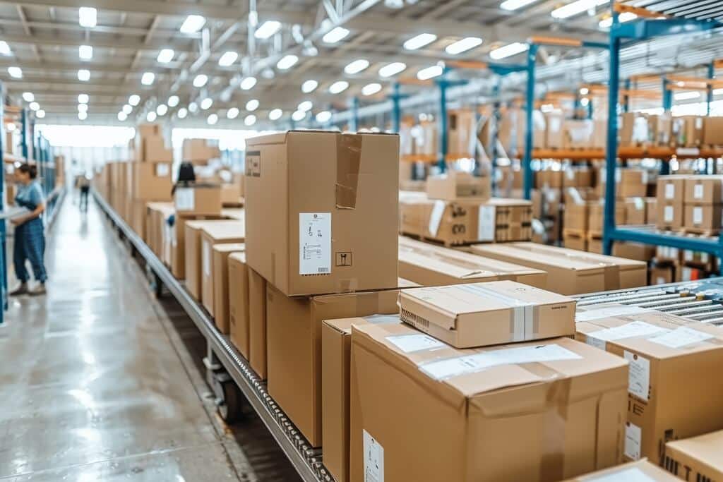 Caixas em centros de distribuição